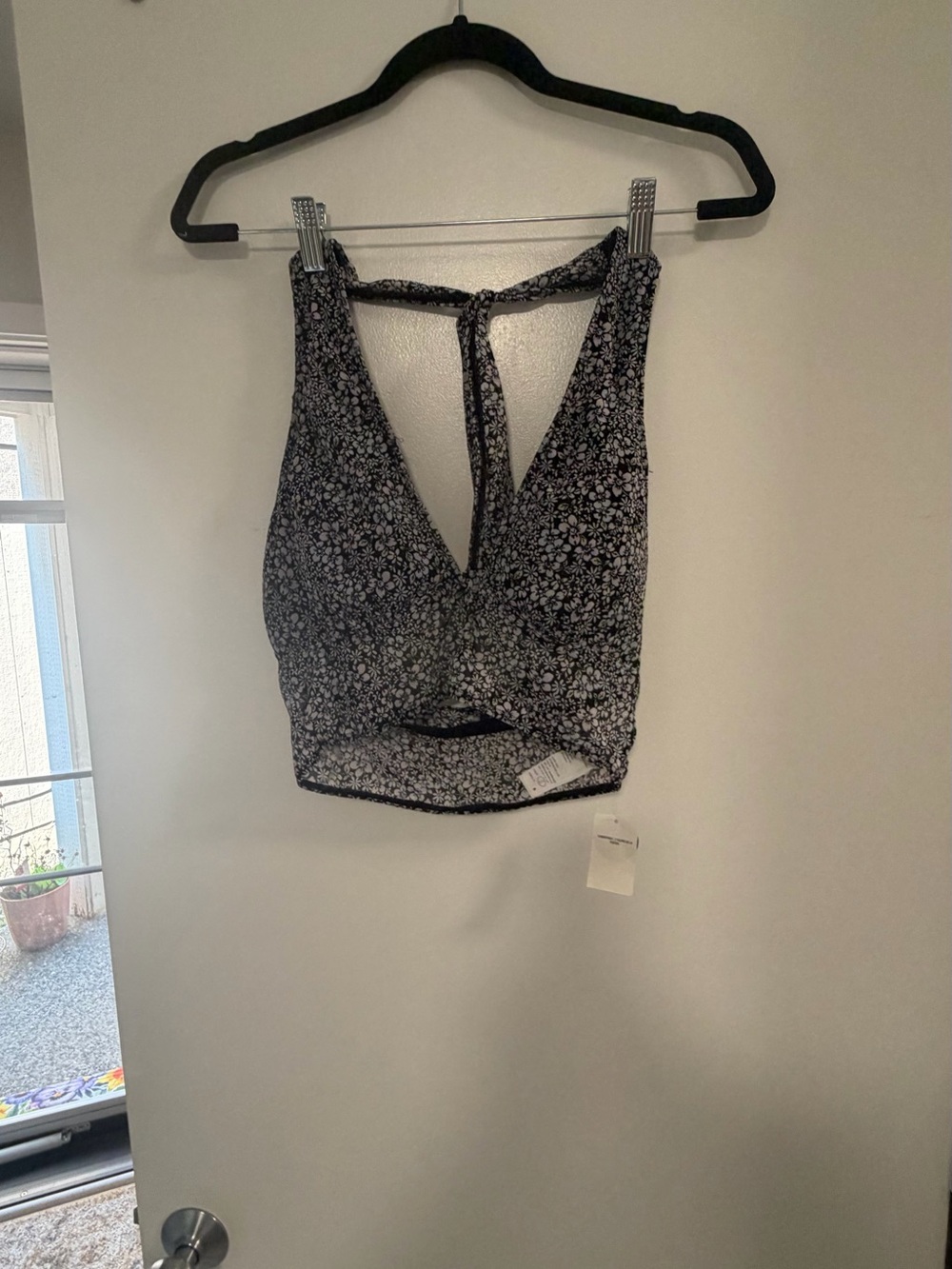 Gilly Hicks Black and White Floral Halter Crop Top